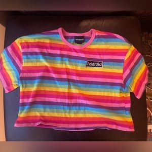 Rainbow stripe Polaroid Crop Top T-shirt